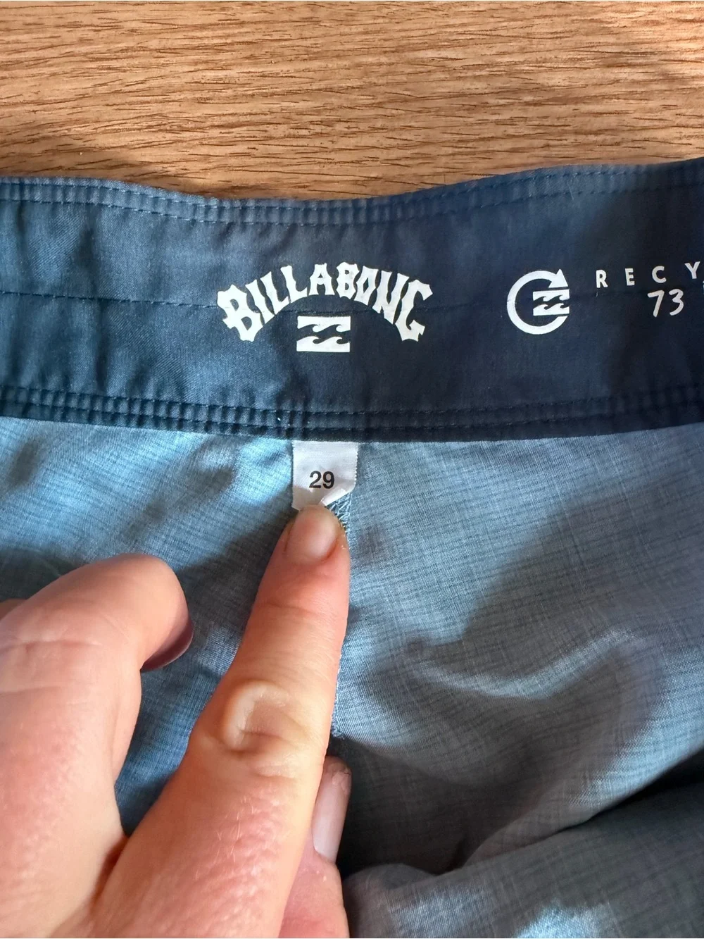 Billabong Men's Light Blue Swim Board Shorts with Dark Teal Waistband